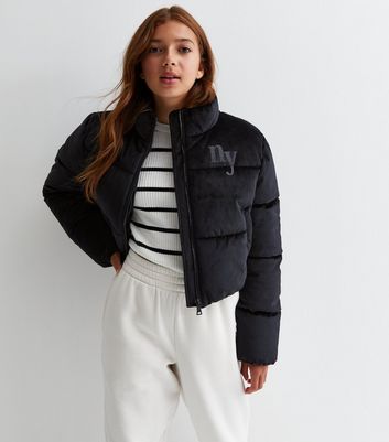 Velvet cropped deals puffer jacket