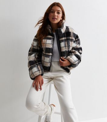 Checked hot sale puffer jacket