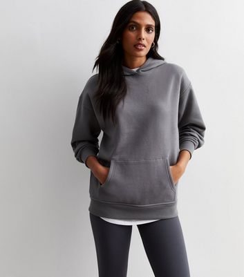 Dark Grey Pocket Front Hoodie | New Look