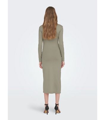 ONLY Pale Grey Jersey Cut Out Midi Dress New Look