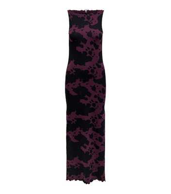 ONLY Purple Abstract Print Jersey Bandeau Maxi Dress