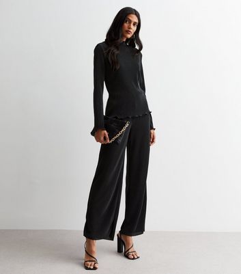 Wide leg plisse outlet trousers