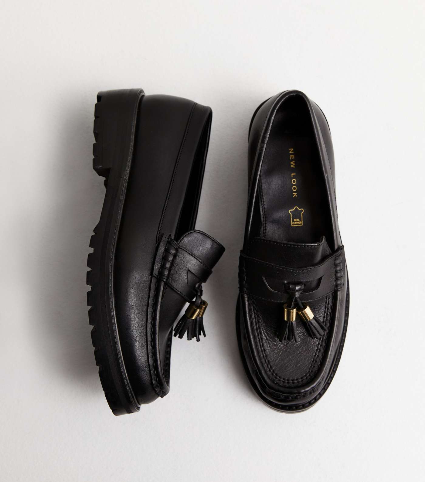 Black Leather Chunky Loafers Image 2
