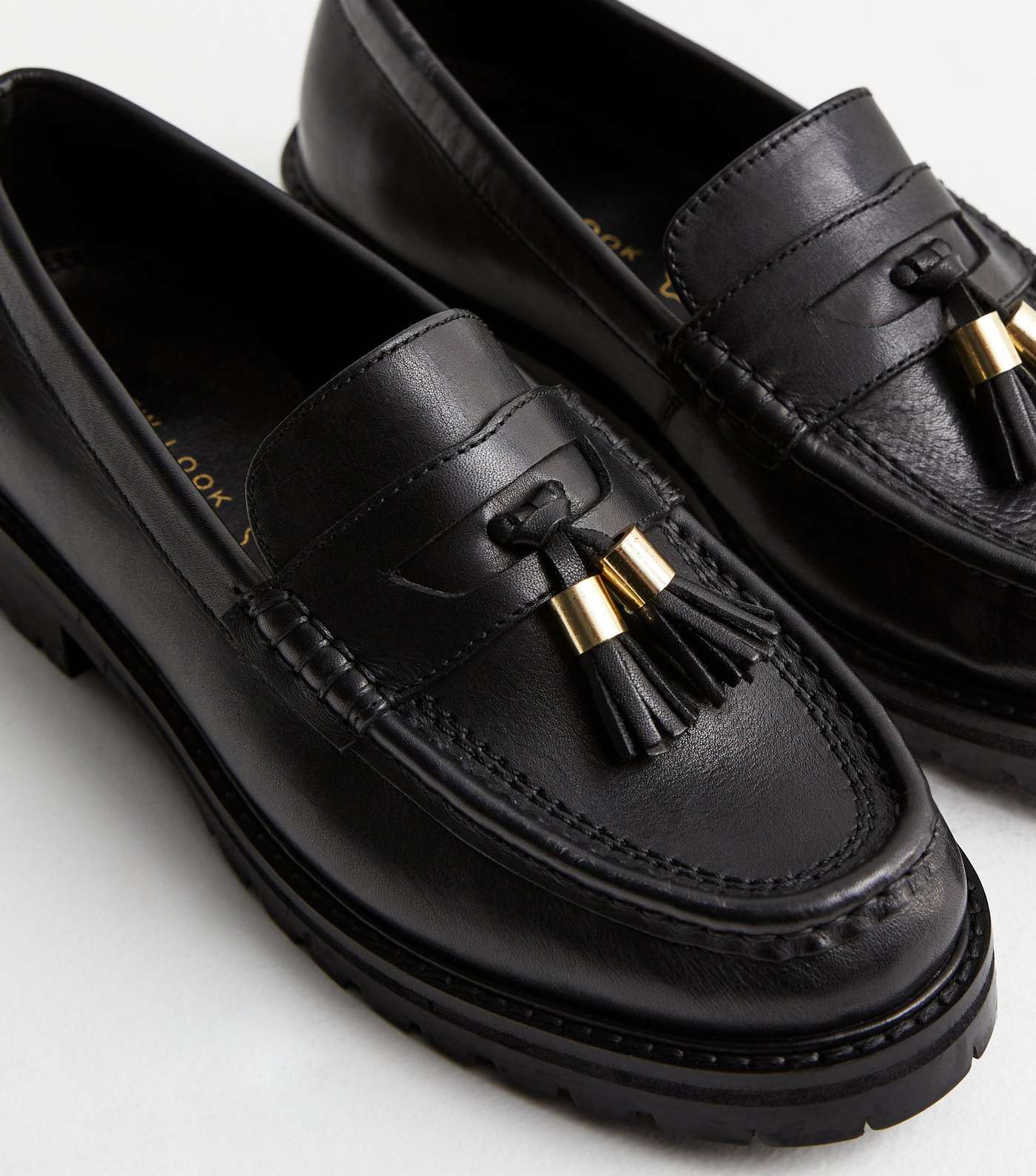 Black Leather Chunky Loafers Image 4