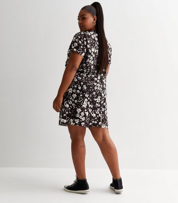 Black daisy print clearance dress