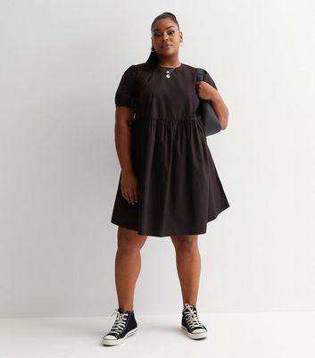 Black cotton hot sale smock dress