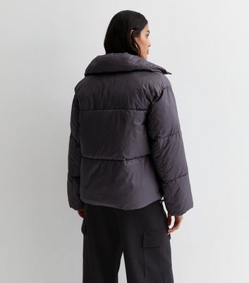 Grey Wide Collar Puffer Coat | New Look