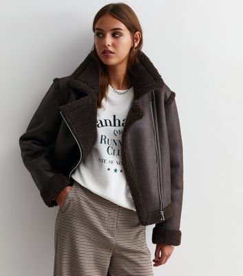 New look faux fur cropped clearance jacket