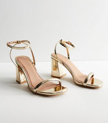 Gold block heels outlet new look