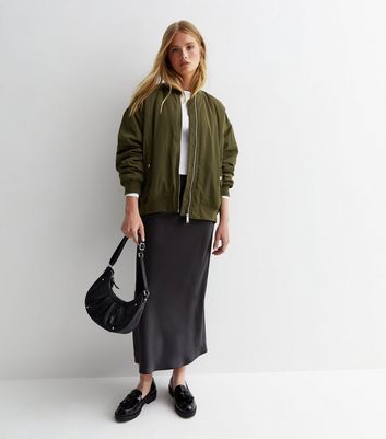 Khaki Zip Up Bomber Jacket New Look