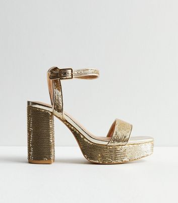 Gold sequin hot sale heels