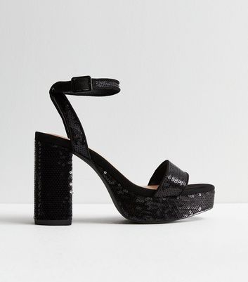 Black sparkly hot sale heels uk