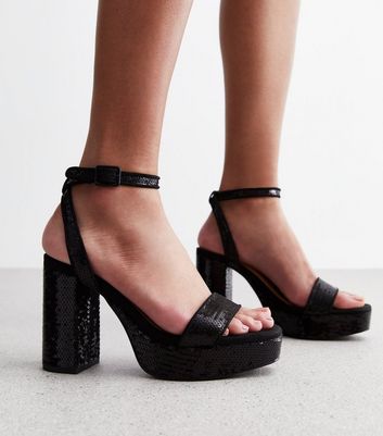 Black platform heel sandals sale