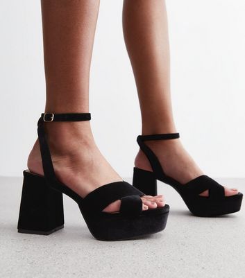 Black 2024 velvet platforms