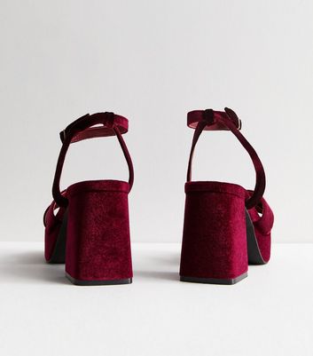 Burgundy velvet online sandals