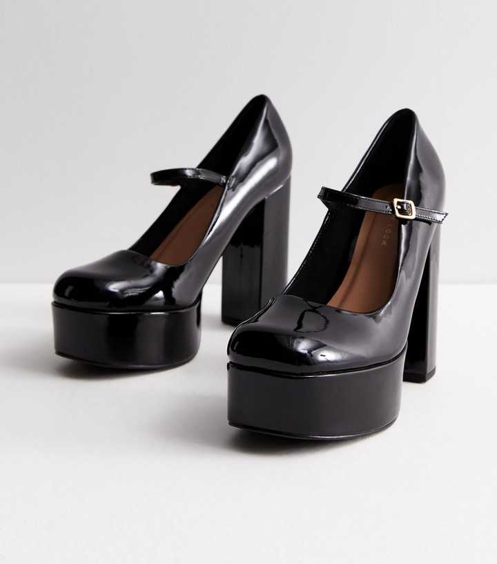 Platform Heels New Look Shoes Wide Fit Sale Black Patent Platform