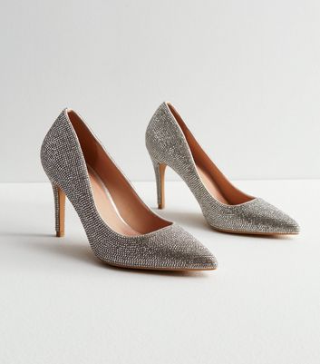 Silver Glitter Strappy Stiletto Heel Sandals | New Look