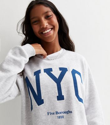 Girls Pale Grey NYC Logo Sweatshirt New Look