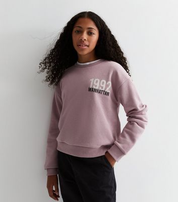 Girls Light Purple Manhattan Front and Back Logo Sweatshirt New Look
