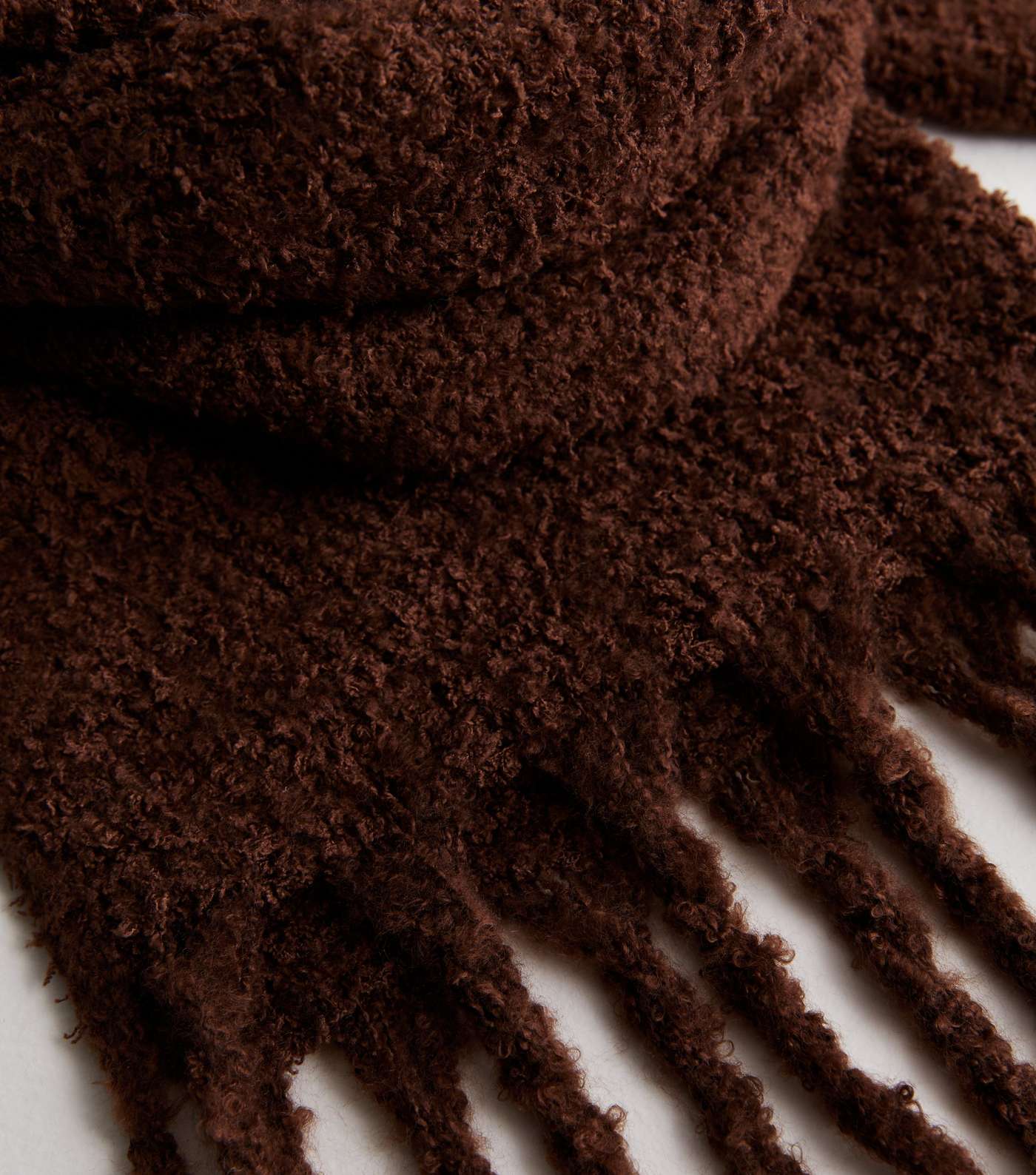 Dark Brown Soft Knit Tassel Scarf Image 3