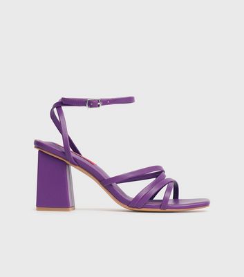 London Rebel Lilac Strappy Block Heel Sandals New Look