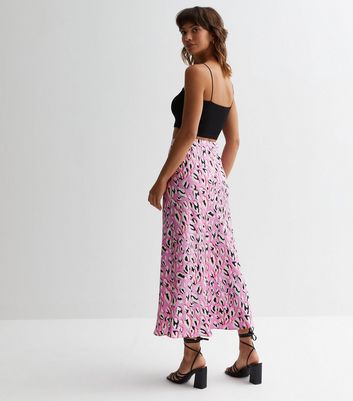 Pink midi hotsell skirt new look