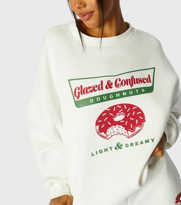 Skinnydip White Glazed & Confused Doughnut Logo Sweatshirt New Look