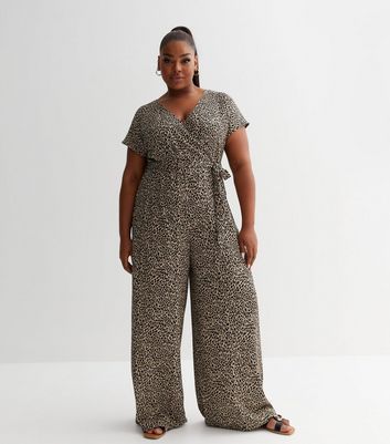 Grey leopard store print jumpsuit