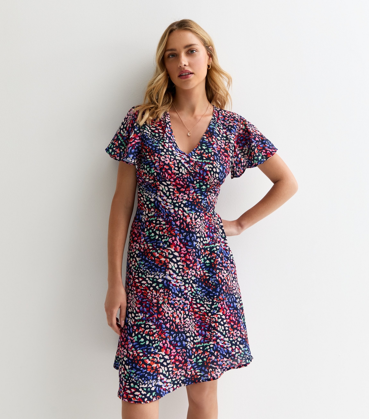 Women's Navy Animal-Print Dress Sunshine Soul New Look
