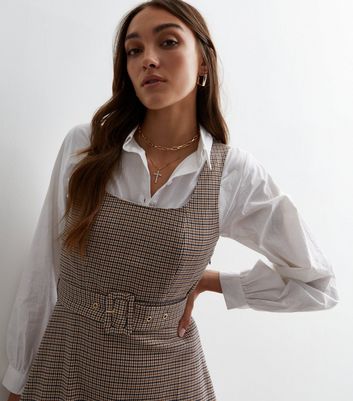 Beige check 2024 pinafore dress