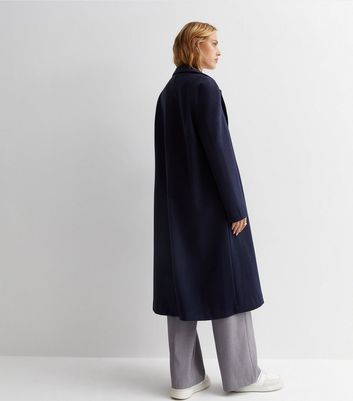 Navy blue cheap longline coat