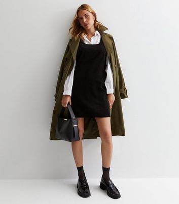 New look black cord pinafore dress hotsell