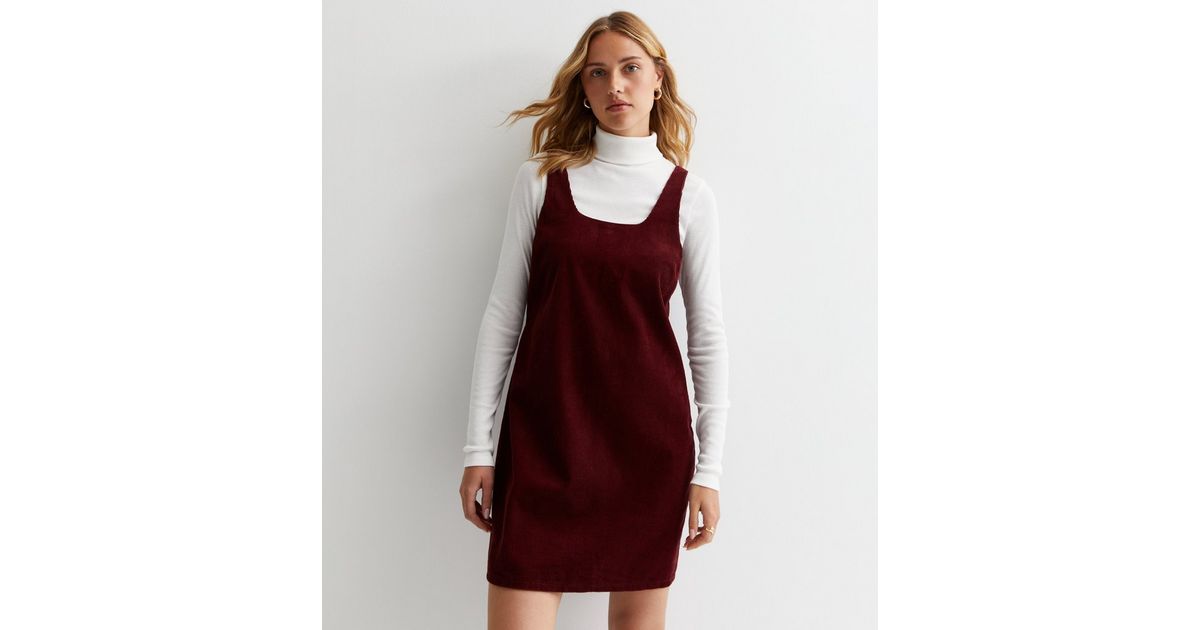 burgundy pinafore