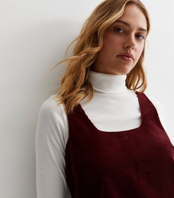 New look burgundy cord pinafore best sale