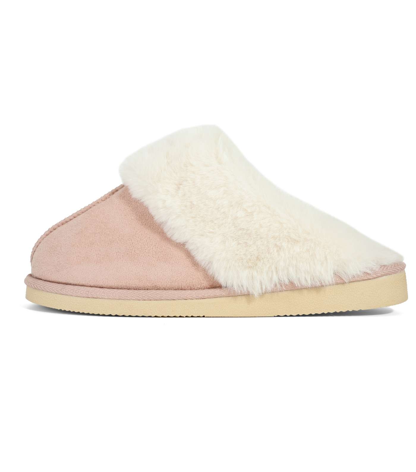 Loungeable Pink Faux Fur Trim Mule Slippers | New Look