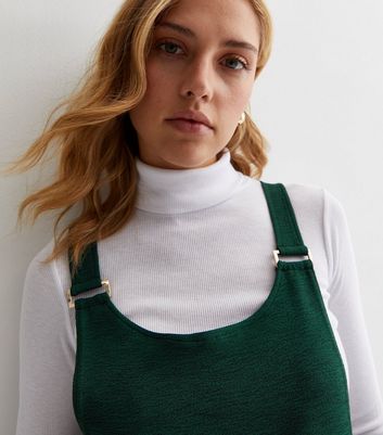 New look on sale green pinafore dress