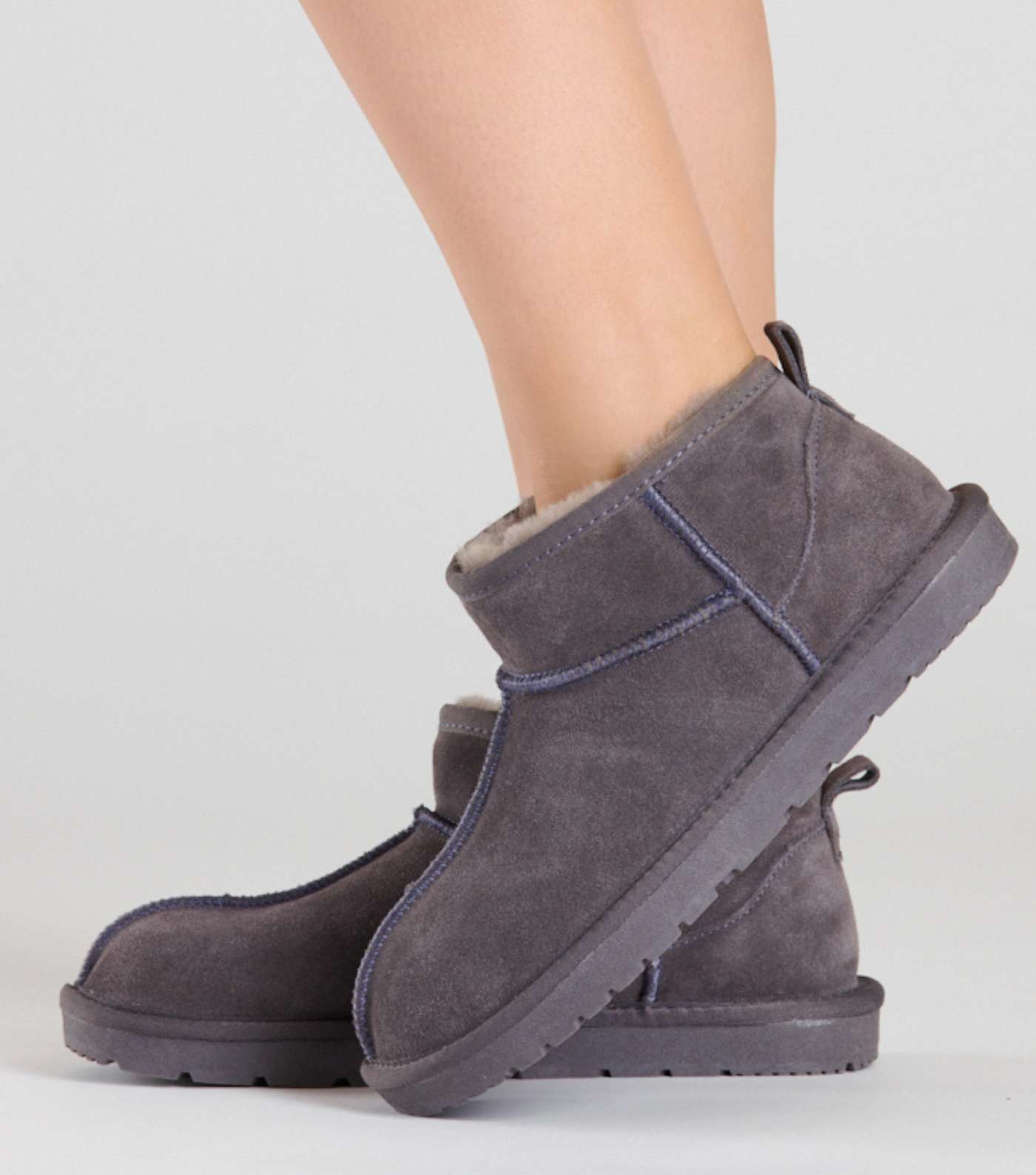 Loungeable Grey Real Sheepskin Slipper Boots Image 2
