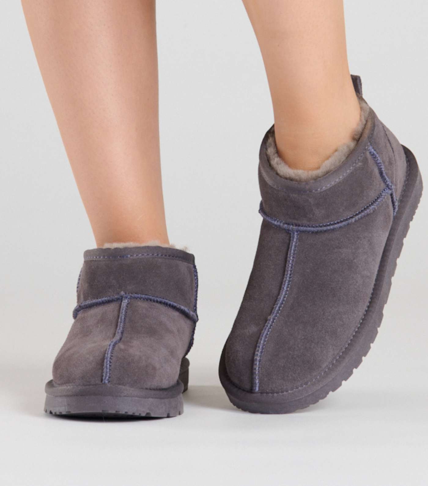 Loungeable Grey Real Sheepskin Slipper Boots Image 4