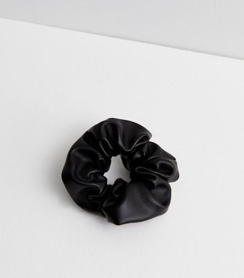 Black Leather-Look Scrunchie New Look