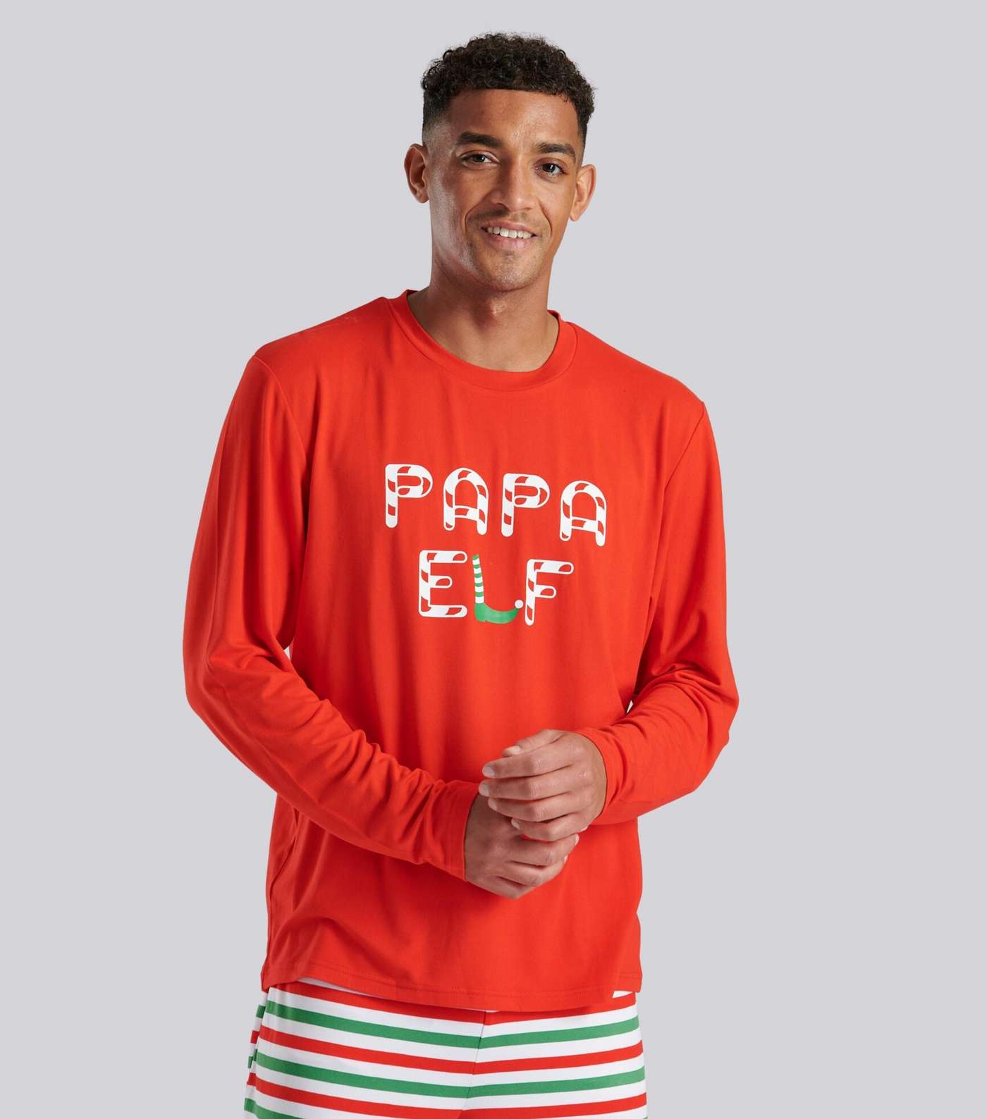 Loungeable Red Trouser Pyjama Set with Papa Elf Logo Image 2