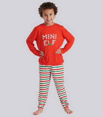 Loungeable Kids Red Trouser Pyjama Set with Mini Elf Logo