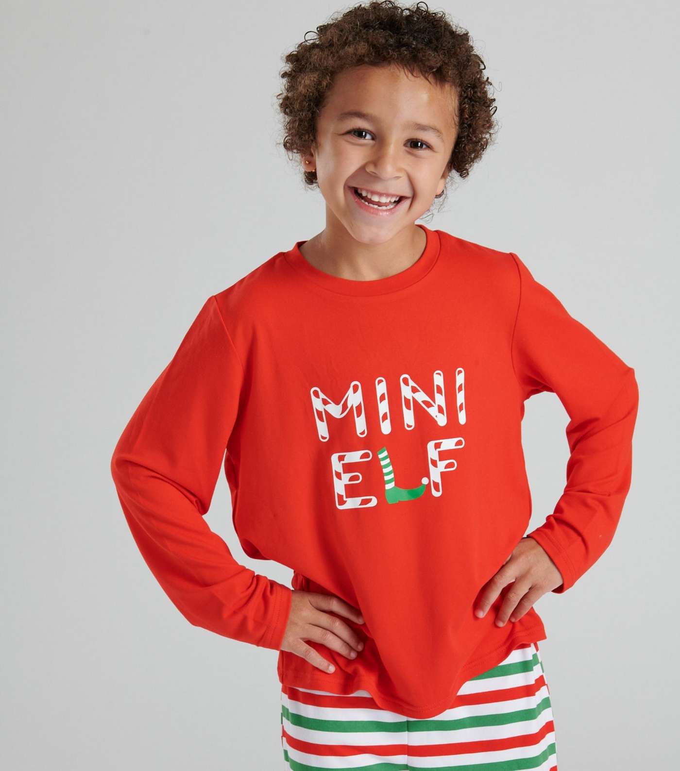 Loungeable Kids Red Trouser Pyjama Set with Mini Elf Logo Image 2
