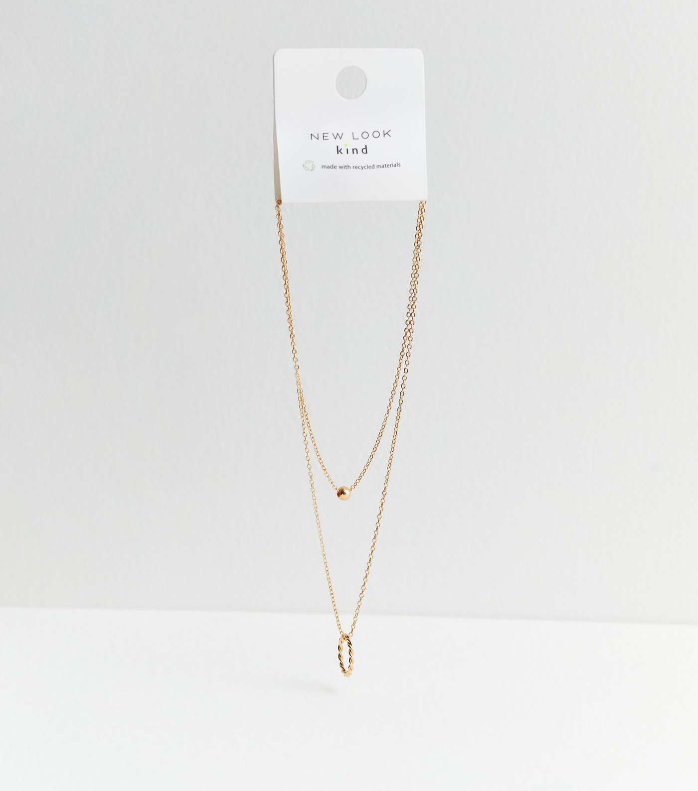 Gold Sphere and Twist Hoop Layered Necklace Image 3
