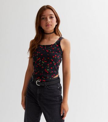 【cherry】THE TOE♡korinthos sleeveless COLLUSION knitted tank in blue with cherry print | ASOS