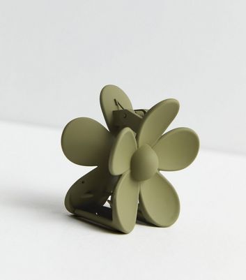 Olive Flower Hair Claw Clip New Look