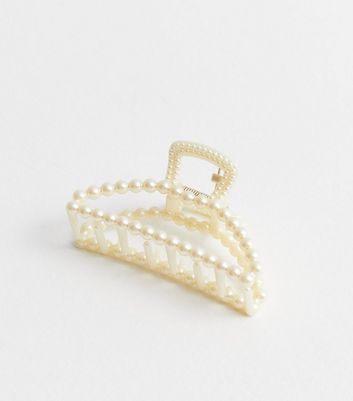Faux Pearl Curved Bulldog Claw Clip New Look