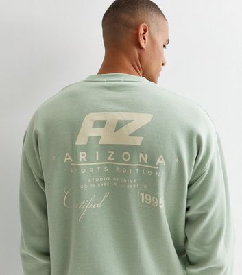 Men's Light Green Jersey Arizona Back Logo Sweatshirt New Look