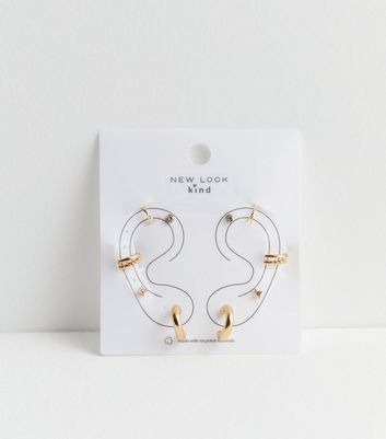 Gold Tone 5 Pack of Earrings and Ear Cuffs Set