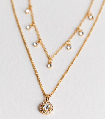 Gold Diamante Charm Layered Necklace New Look