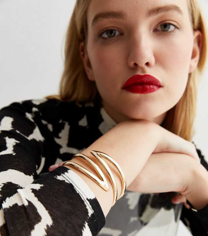 Gold Cut Out Hinge Cuff Bracelet